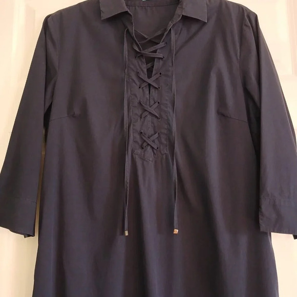 J McLaughlin Lightweight Cotton Pull Over Navy Dress Tunic L - Picture 3 of 3